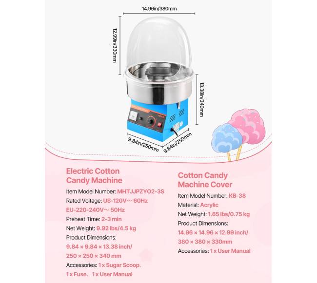Elektrinė cukraus vatos mašina su dangčiu6