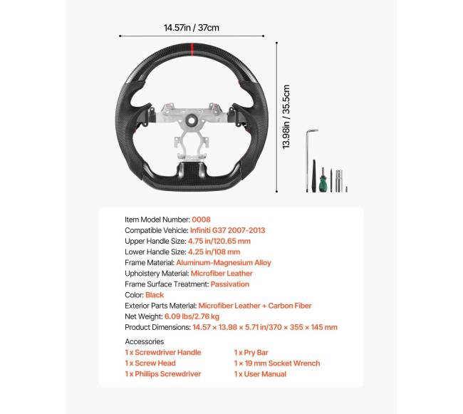 2007-2013 Infiniti G37 vairas, anglies pluoštas5