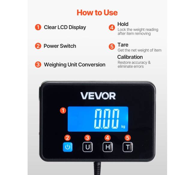 Skaitmeninės pašto svarstyklės su LCD ir „Tare“ funkcija5