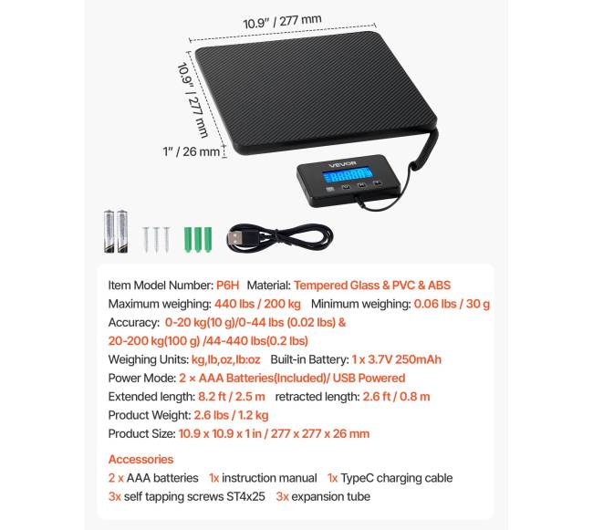 Skaitmeninės pašto svarstyklės su LCD ir „Tare“ funkcija6