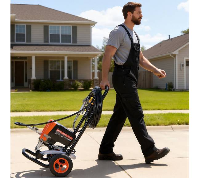 Elektrinis beoris dažų purkštuvas su vežimėliu7