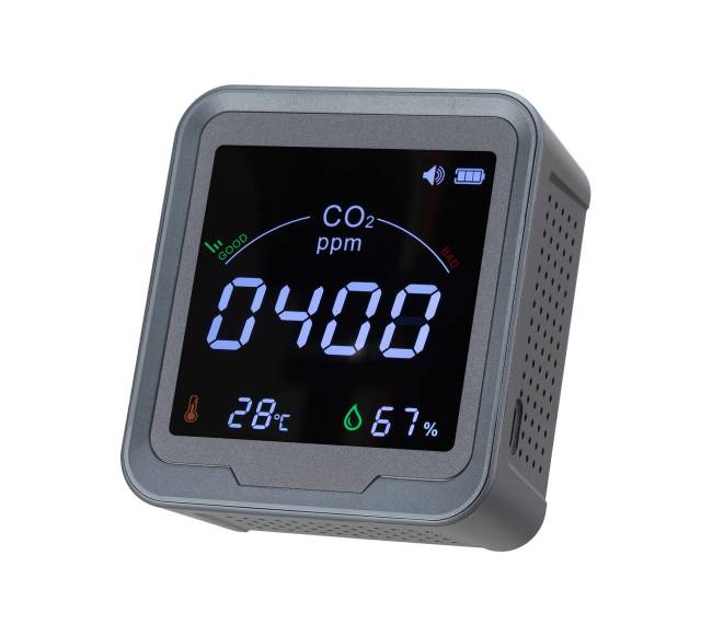 Anglies dioksido matuoklis su temperatūros rodymu0