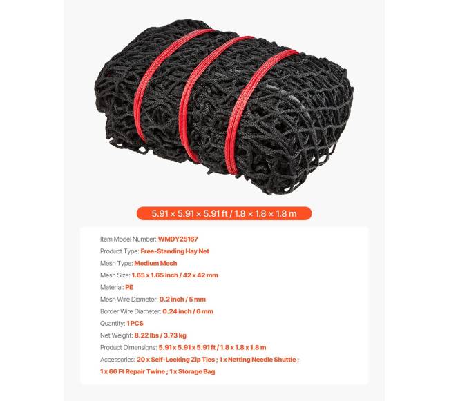 Apvali šieno tinklas arkliams 1,8 m6