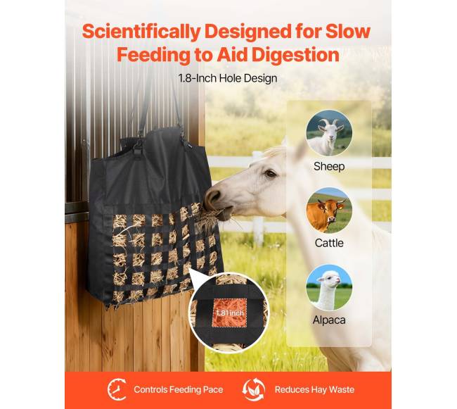 Žirgams skirtas šieno maišas su lėtu šėrimu3
