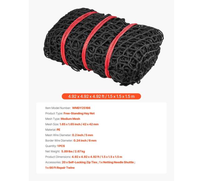Apvalus šieno tinklelis arkliams, 1,5 x 1,5 x 1,5 m6