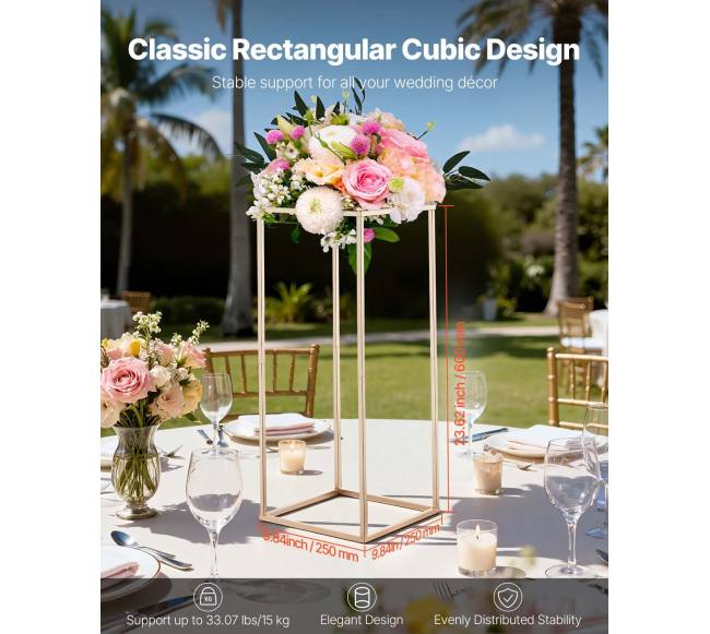 60 cm aukso gėlių stovas vestuvėms1