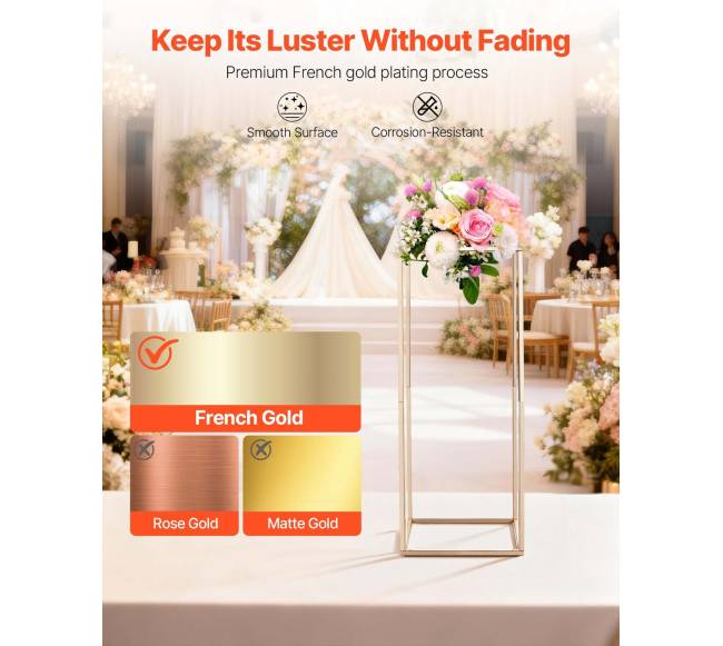60 cm aukso gėlių stovas vestuvėms3