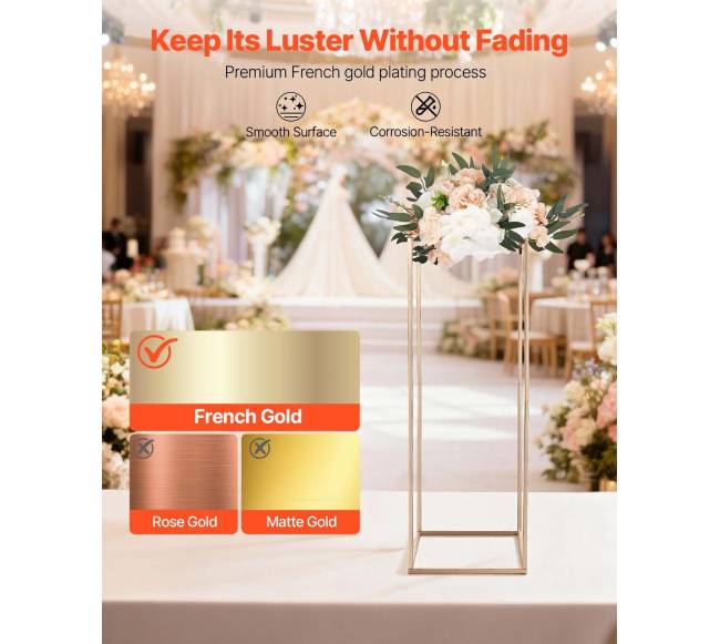 Auksiniai gėlių stovai vestuvėms, 10 vnt3