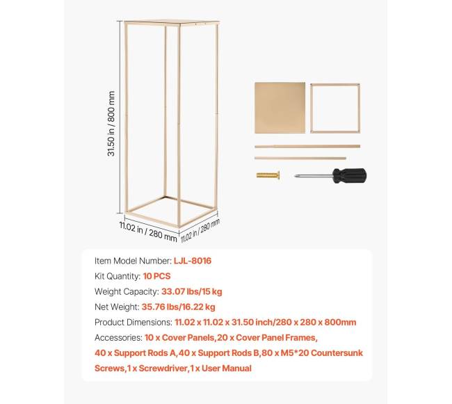 Auksiniai gėlių stovai vestuvėms, 10 vnt6