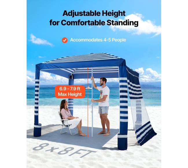 Paplūdimio pavėsinė su sienelėmis UPF 50+1