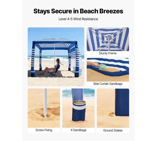 Paplūdimio pavėsinė su sienelėmis UPF 50+2