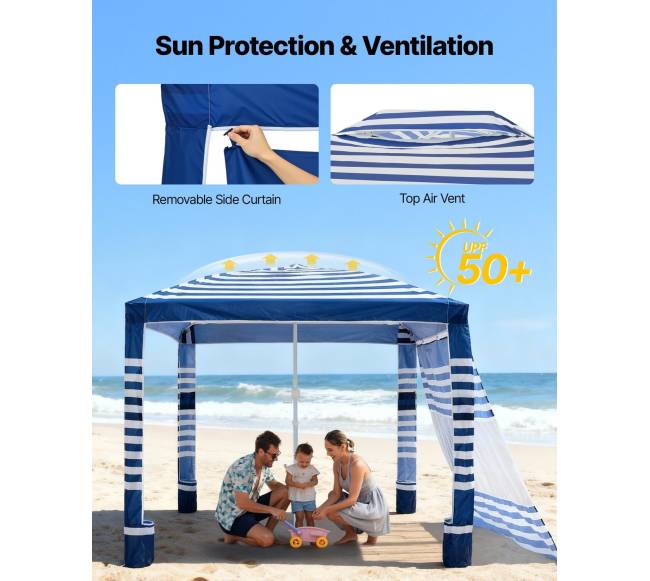 Paplūdimio pavėsinė su sienelėmis UPF 50+3