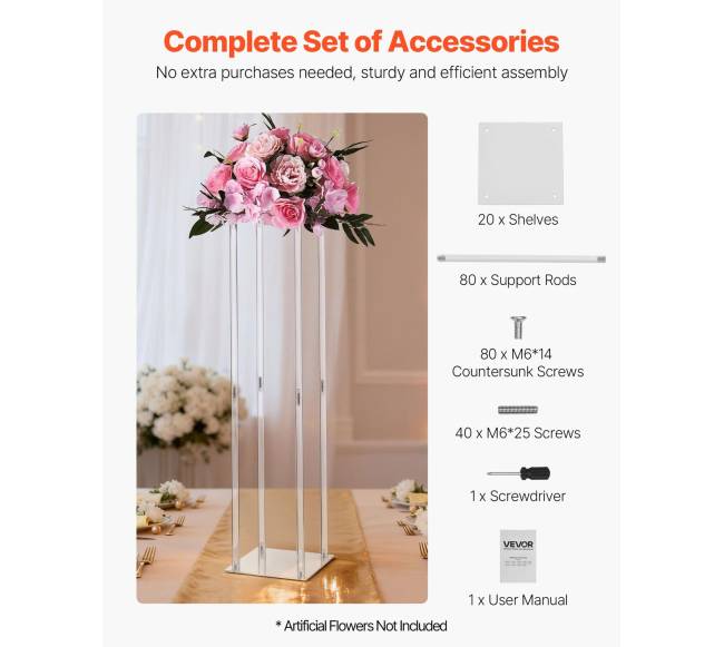 Vestuvių gėlių stovai, 10 vnt., 80 cm4