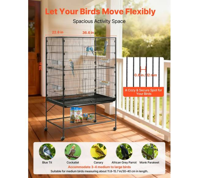 Paukščių narvas 930 x 580 x 1510 mm su lygiu stogu1