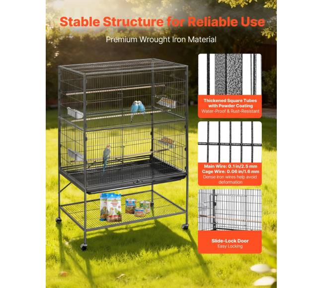 Paukščių narvas 930 x 580 x 1510 mm su lygiu stogu2