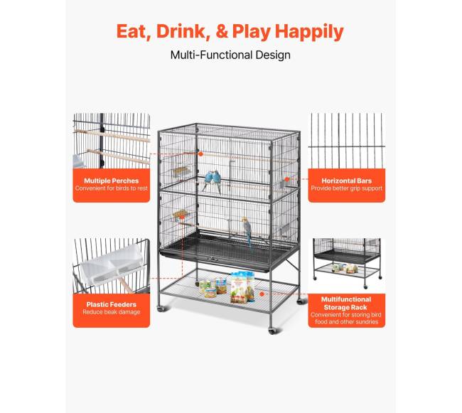 Paukščių narvas 930 x 580 x 1510 mm su lygiu stogu3