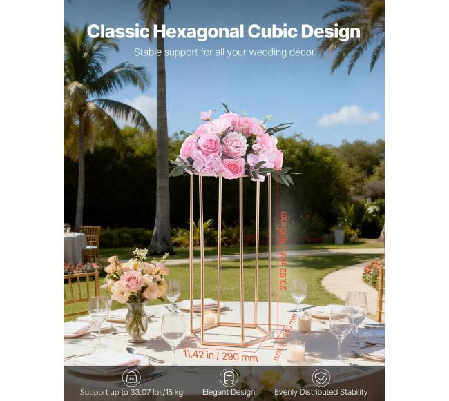 Gėlių stovas vestuvėms, 10 vnt, aukso1