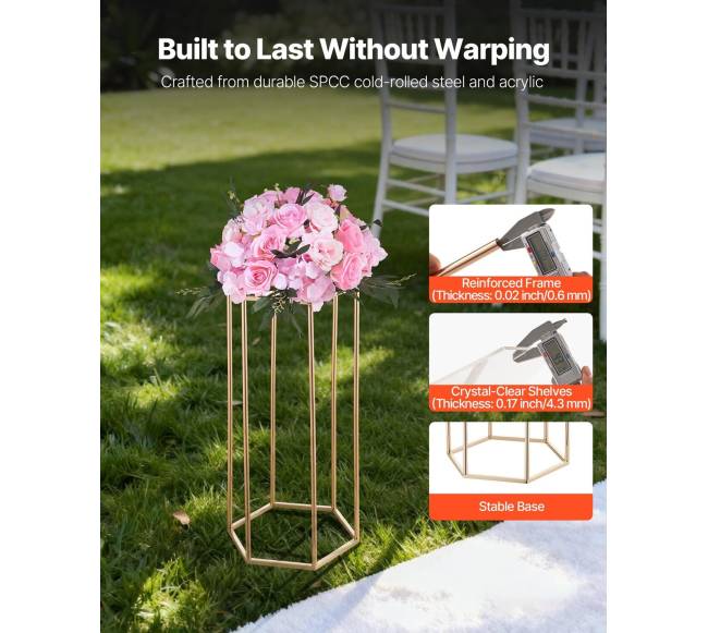 Gėlių stovas vestuvėms, 10 vnt, aukso2