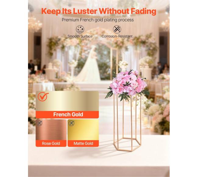 Gėlių stovas vestuvėms, 10 vnt, aukso3