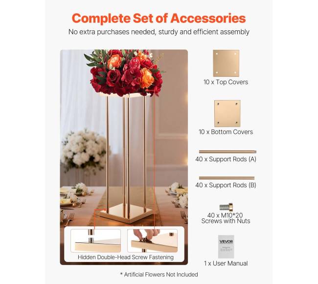 Vestuvių gėlių stovai, 10 vnt, 80 cm4