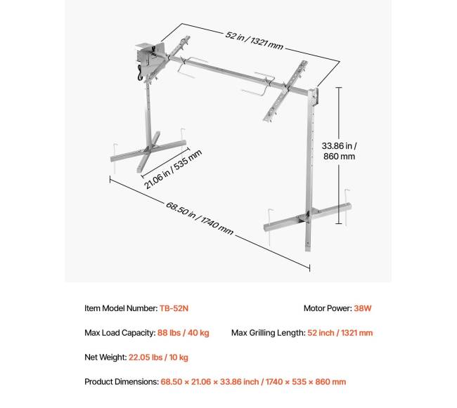 Elektrinė rotacinė grilis su reguliuojamu aukščiu6