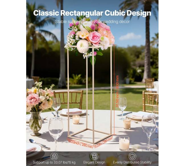 Gėlių stovas vestuvėms, 10 vnt., 80 cm, aukso1