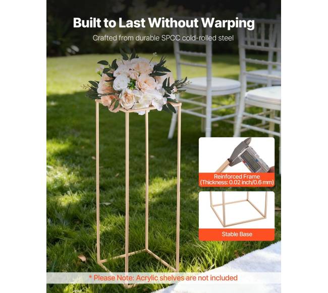 Gėlių stovas vestuvėms, 10 vnt., 80 cm, aukso2