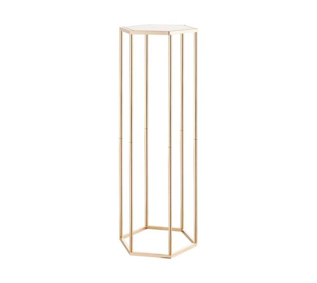 Auksinė šešiakampė gėlių stovas vestuvėms0