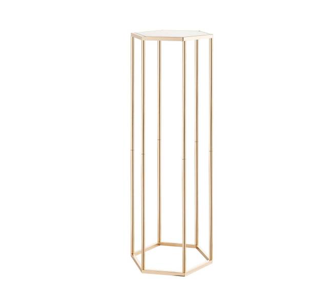 Auksinė šešiakampė gėlių stovas vestuvėms9