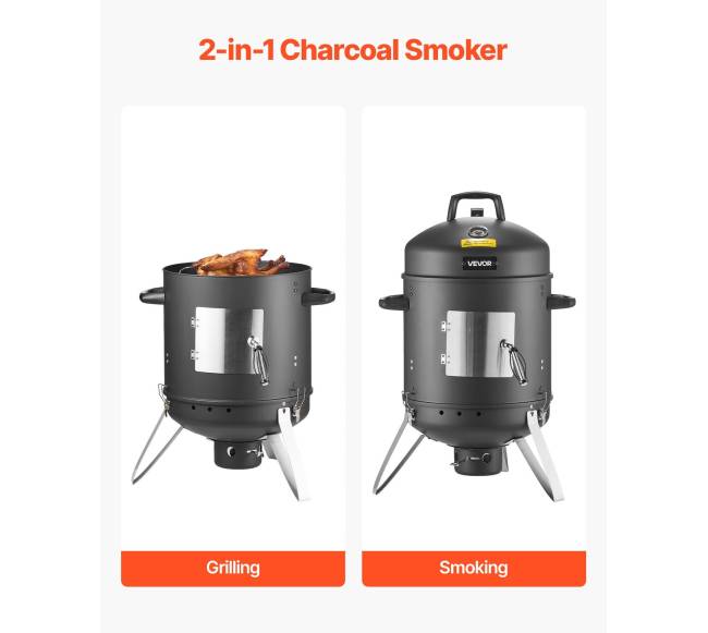 Vertikalus medžio anglies rūkykla su termometru1