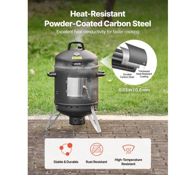 Vertikalus medžio anglies rūkykla su termometru3