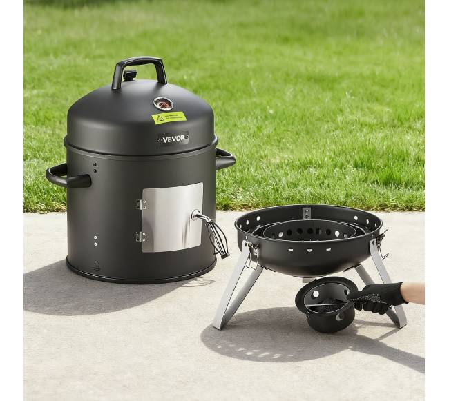 Vertikalus medžio anglies rūkykla su termometru7