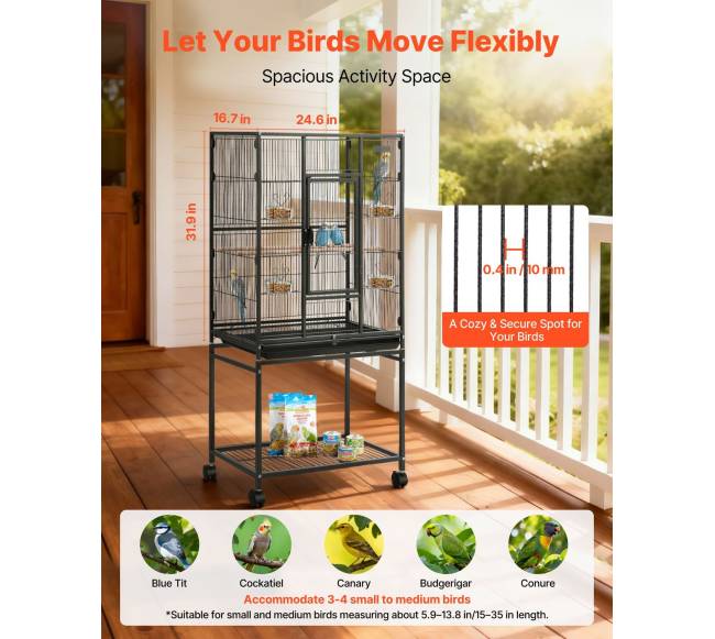 paukščių narvas su sėdynėlėmis, 625 x 425 x 1370 mm1