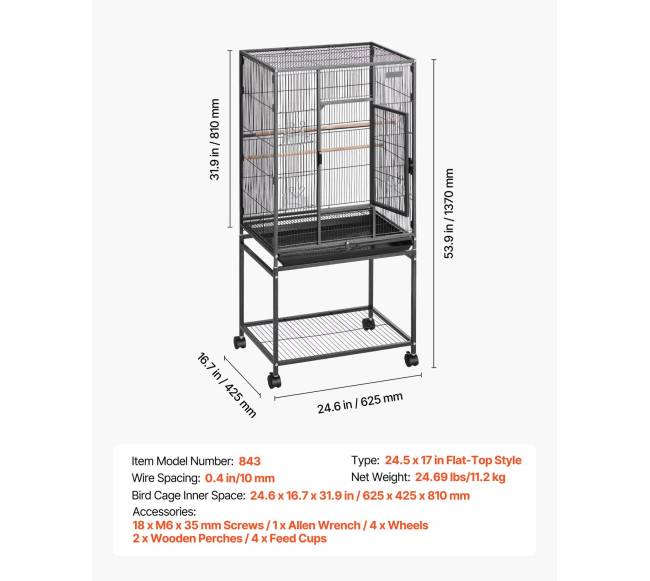 paukščių narvas su sėdynėlėmis, 625 x 425 x 1370 mm6