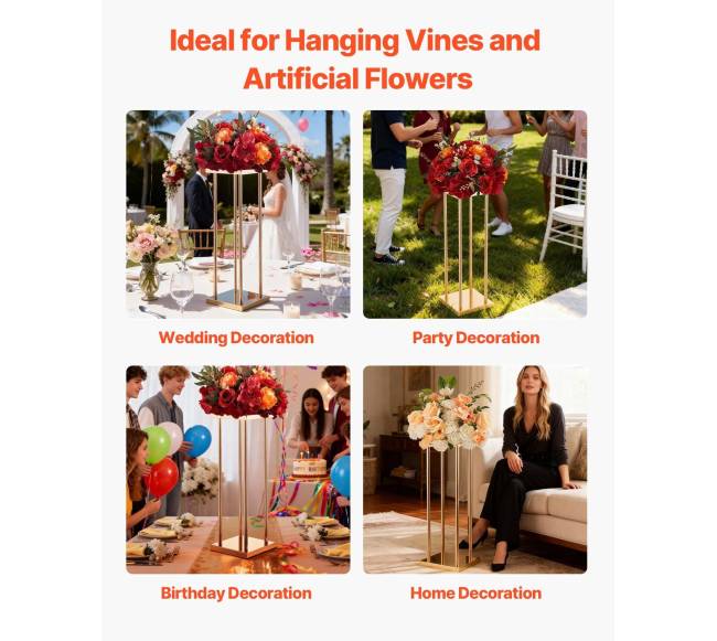 Vestuvinė gėlių stovas, 10 vnt., aukso5