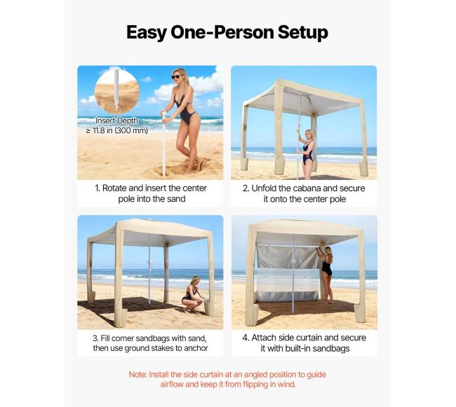 Paplūdimio pastogė su šonine siena, 2,4 x 2,4 m4