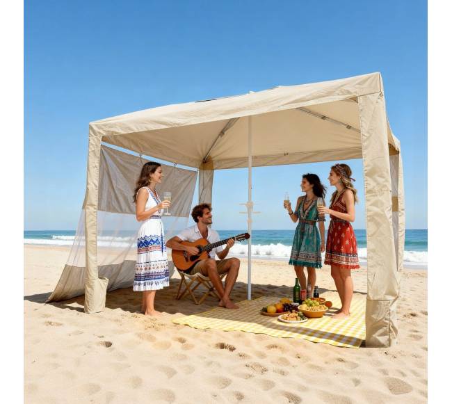 Paplūdimio pastogė su šonine siena, 2,4 x 2,4 m7