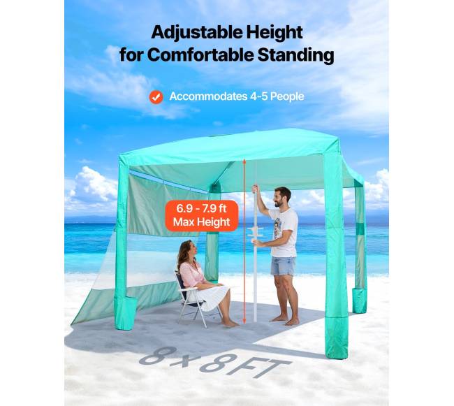 Paplūdimio tentas su sienele, UPF 50+ apsauga1