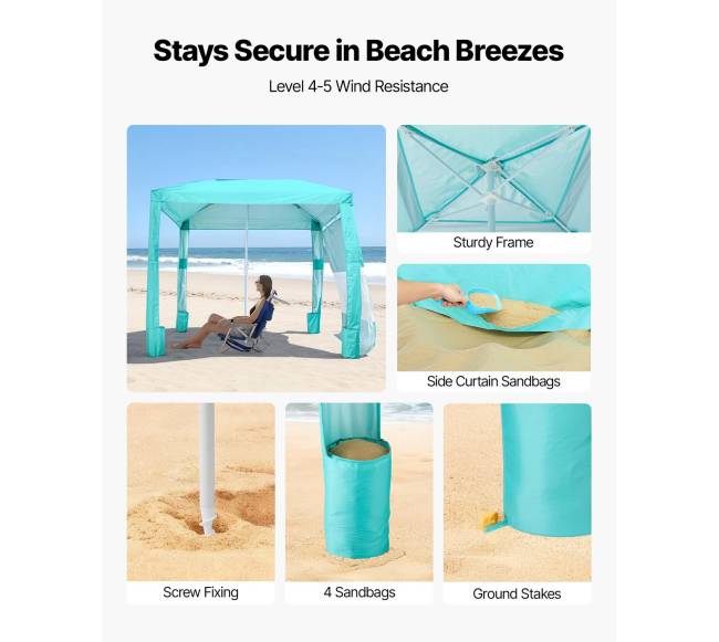 Paplūdimio tentas su sienele, UPF 50+ apsauga2