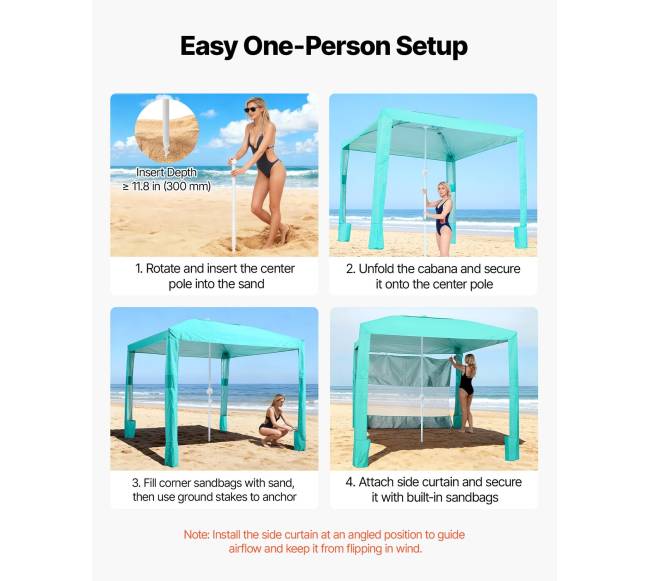 Paplūdimio tentas su sienele, UPF 50+ apsauga4