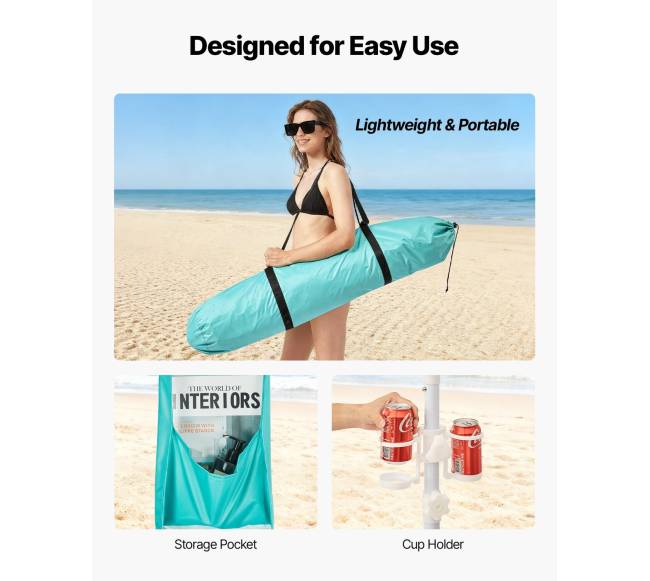 Paplūdimio tentas su sienele, UPF 50+ apsauga5