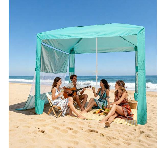 Paplūdimio tentas su sienele, UPF 50+ apsauga7