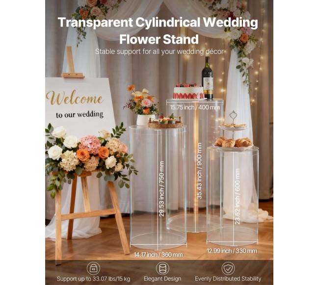 Gėlių stovas vestuvėms, 3 vnt., cilindrinis1