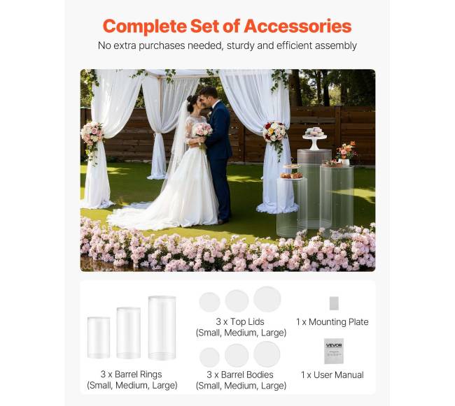 Gėlių stovas vestuvėms, 3 vnt., cilindrinis4