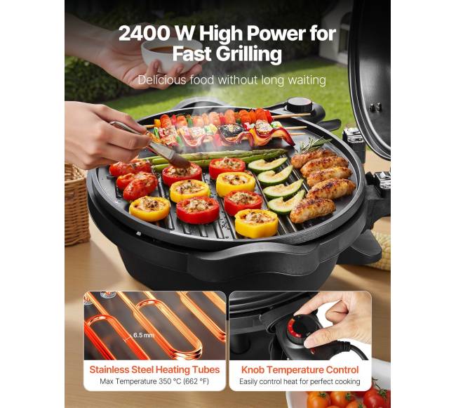 Elektrinė grilis 2400W, 2 viename stovinti ir stalinė2