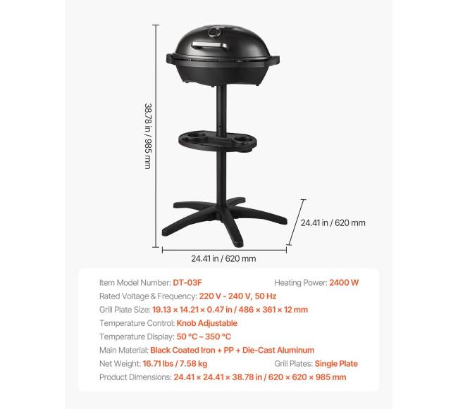 Elektrinė grilis 2400W, 2 viename stovinti ir stalinė6