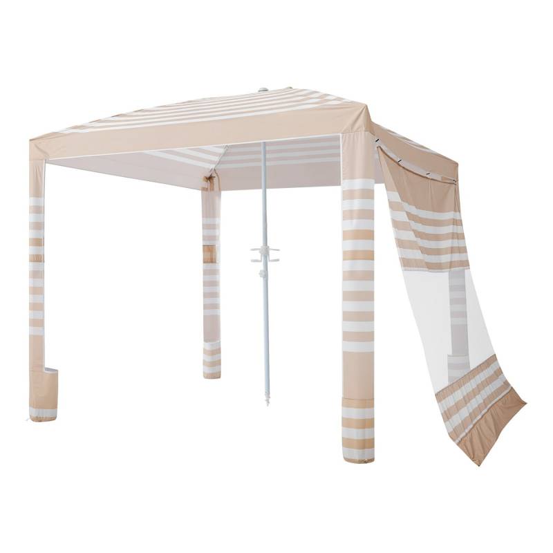 Paplūdimio pavėsinė su šonine sienele, 2,4 x 2,4 m0