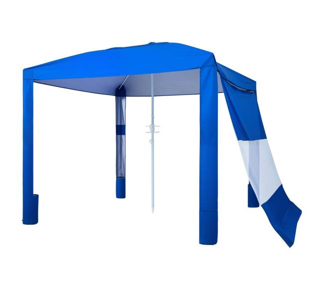 Paplūdimio pavėsinė su šonine siena, 2.4 x 2.4 m0