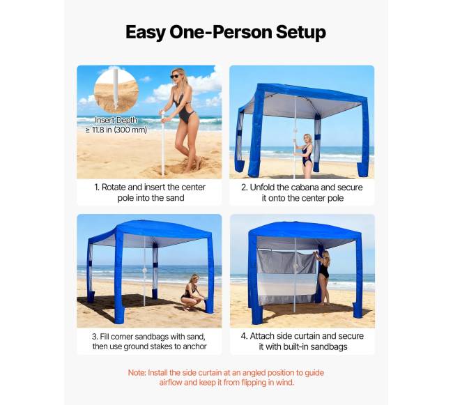 Paplūdimio pavėsinė su šonine siena, 2.4 x 2.4 m4