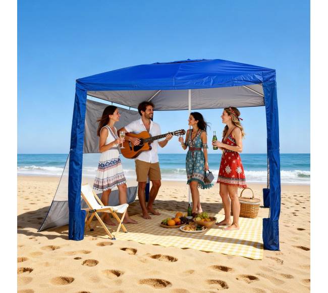 Paplūdimio pavėsinė su šonine siena, 2.4 x 2.4 m7